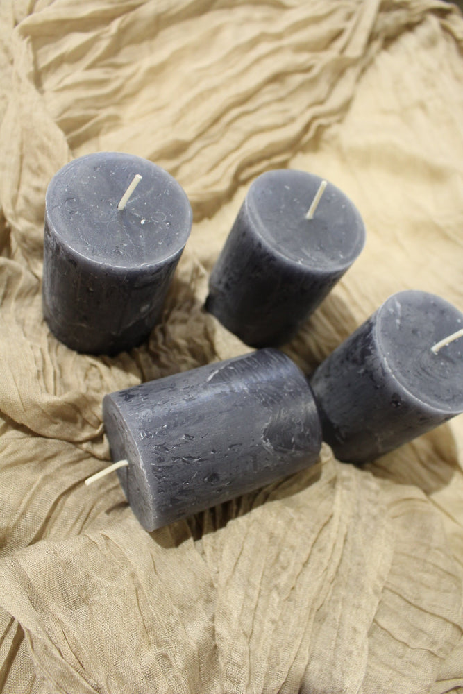 Anthrazit SafeCandle® Stumpenkerzen Viererset