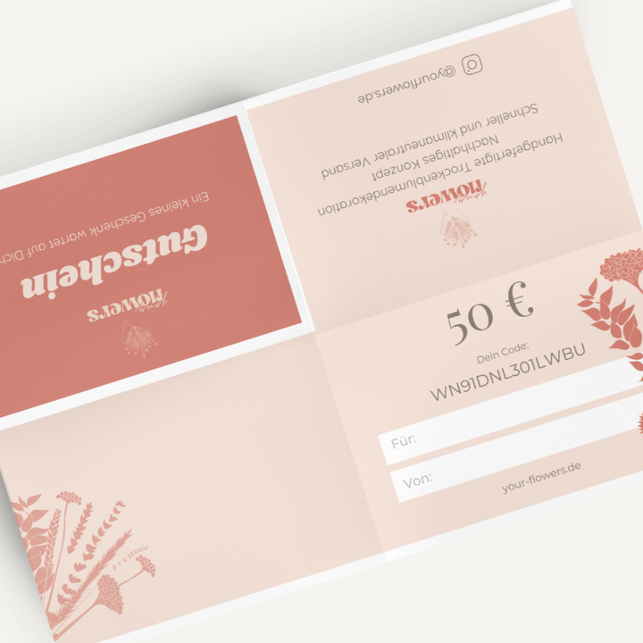 Geschenkgutschein von Your Flowers zum Ausdrucken Mockup