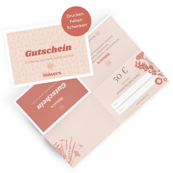 Geschenkgutschein von Your Flowers zum Ausdrucken Mockup