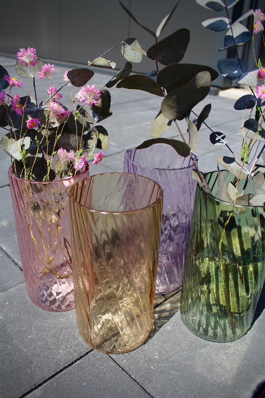 Luma - Farbglasvase in Lila, Rosa, Gelb oder Grün