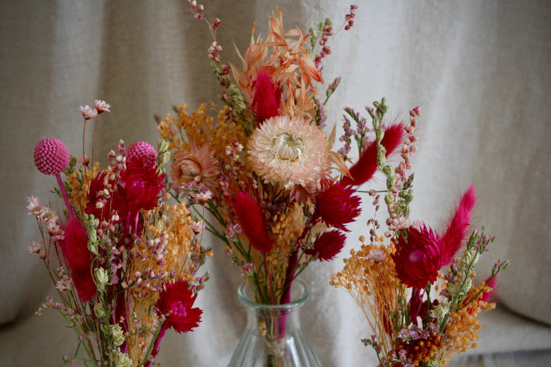Trockenblumen Tischset ‘Flamora‘ in Pink und Orange