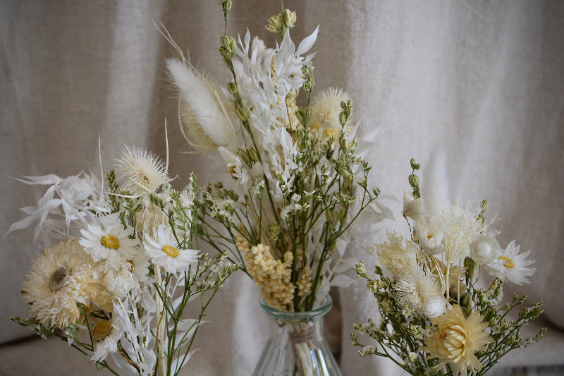Trockenblumen Tischset 'White' in Weiß- und Naturfarben