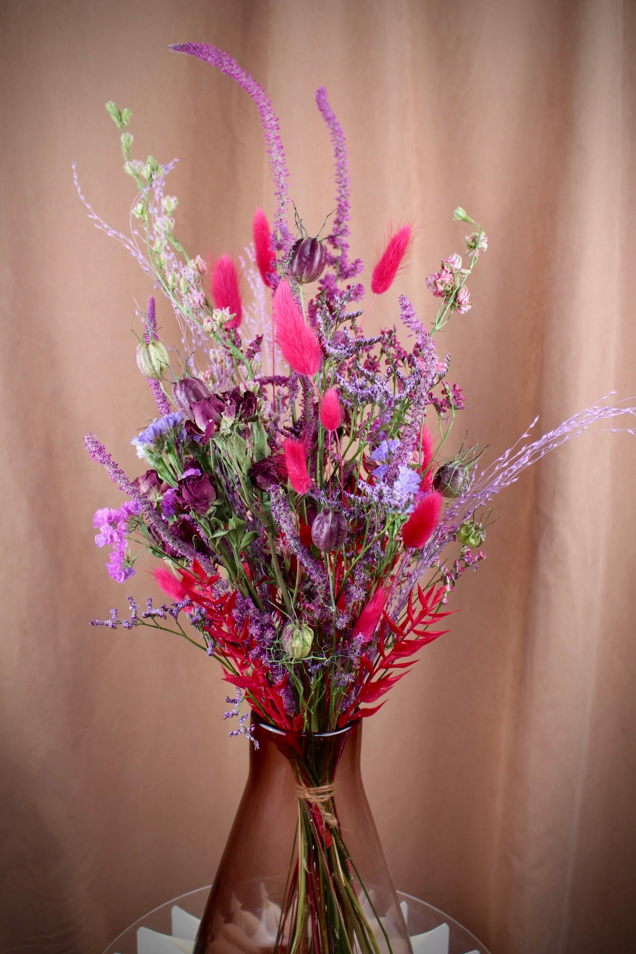 'Nymia' - Trockenblumenstrauß in Lila und Pink