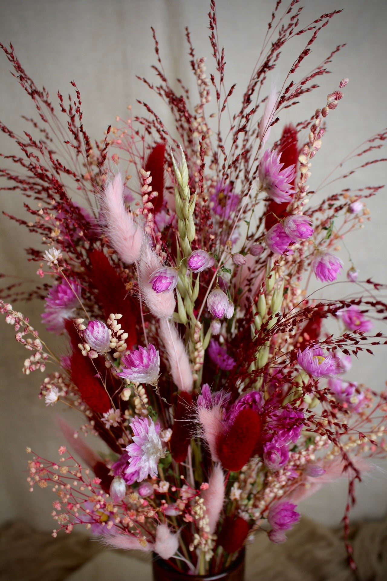 Trockenblumenstrauß Celoria in rosa & rot