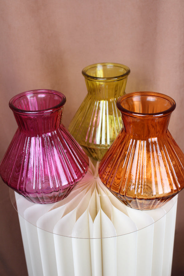 Glasvase Elodie in Gelb, Pink und Orange