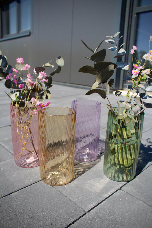 Luma - Farbglasvase in Lila, Rosa, Gelb oder Grün