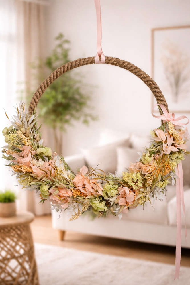 Trockenblumenloop Golden Hour eingerichtet