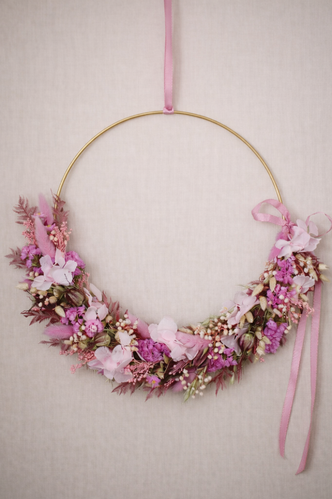 Trockenblumenloop Millea in Rosa und Pink