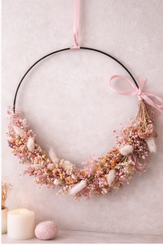 Trockenblumenloop Rosa Weiss beispielhaft