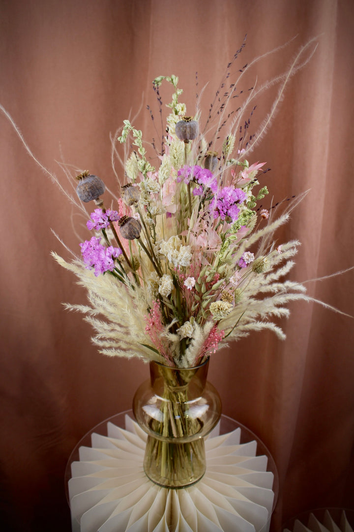 'Rosalina' - Trockenblumenstrauß in Rosa und Creme