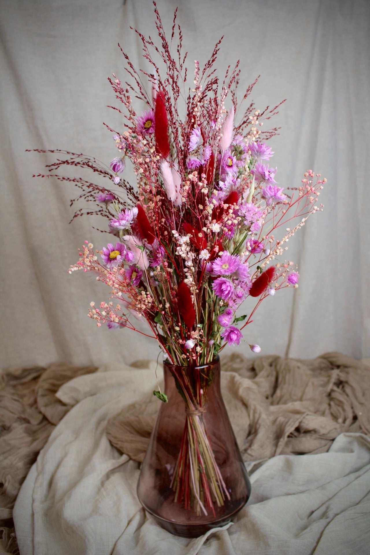 Trockenblumenstrauß Celoria in rosa & rot