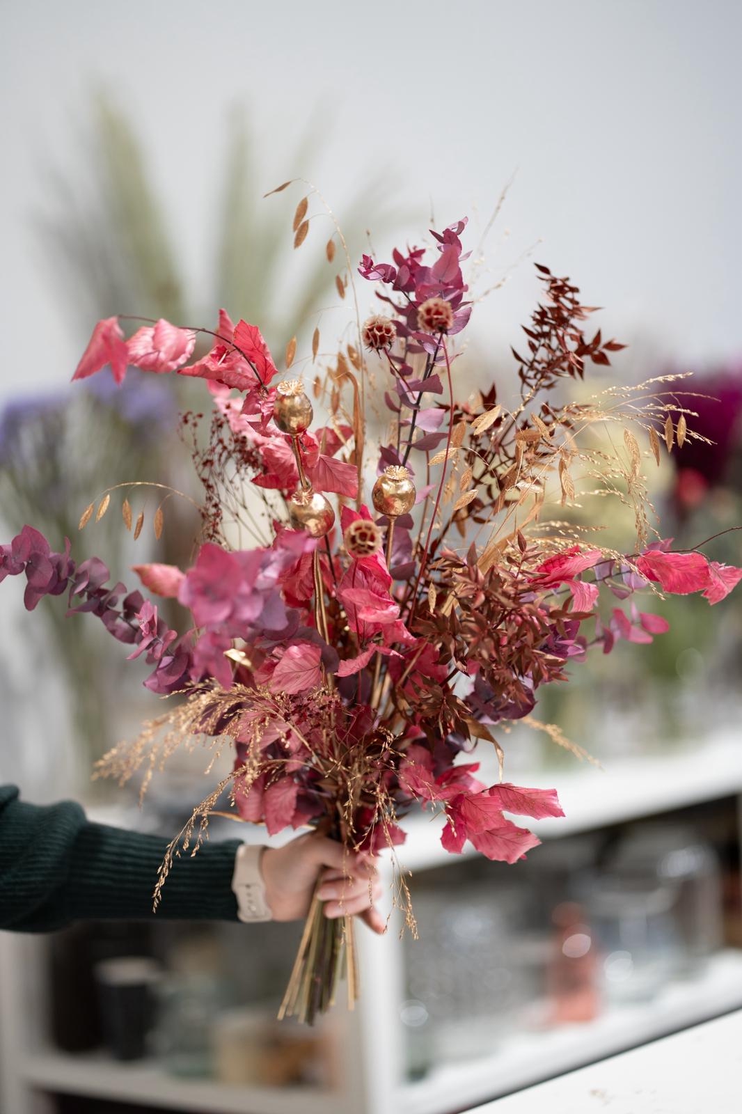 Trockenblumenstrauß „Beere“ – Eukalyptus, Buchenlaub & Gräser
