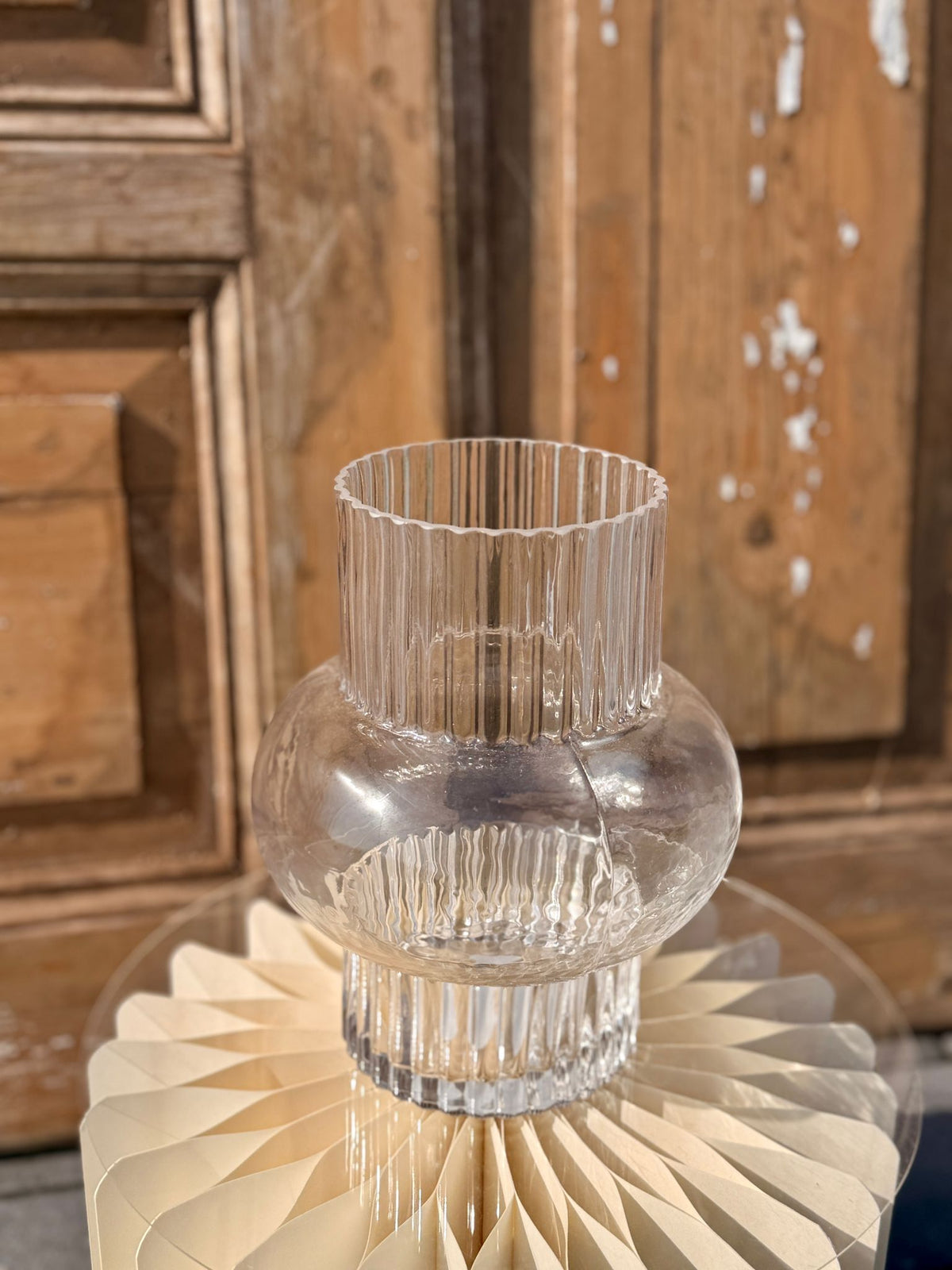 Glasvase geriffelt klar – moderne Vase