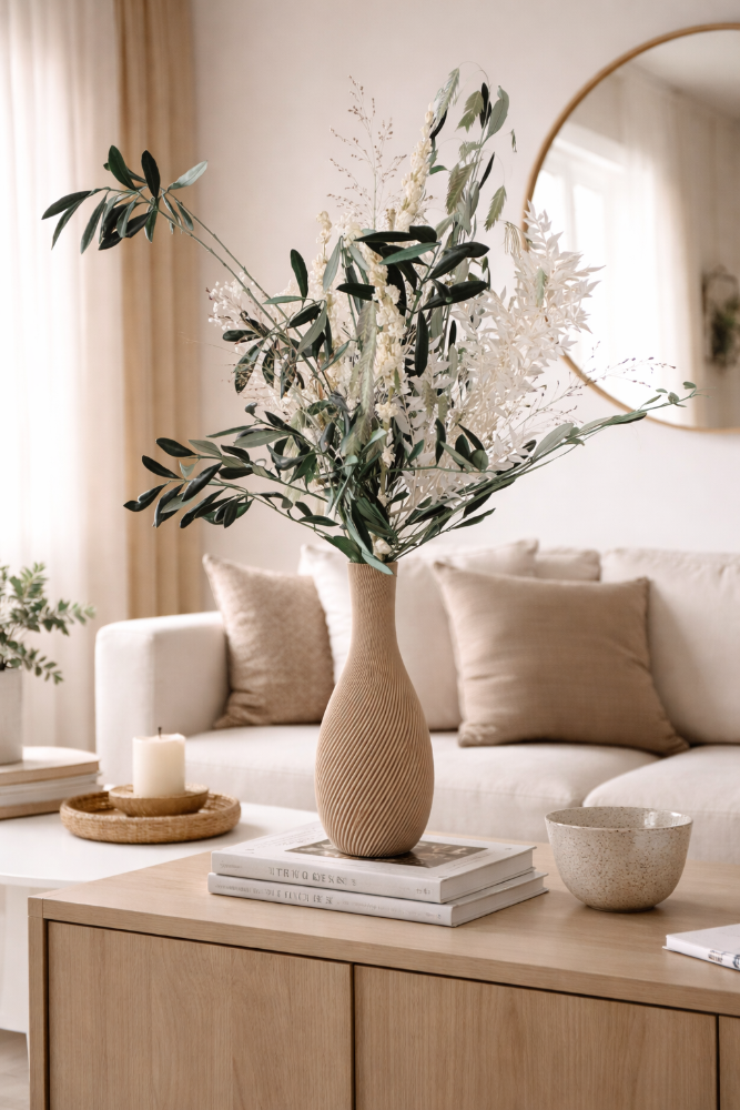 Wild Olive Trockenblumenstrauss mit stabilisierter Olive eingerichtet